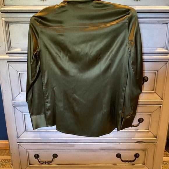 Beautiful Silk Blouse in Olive Green - Picture 2 of 7